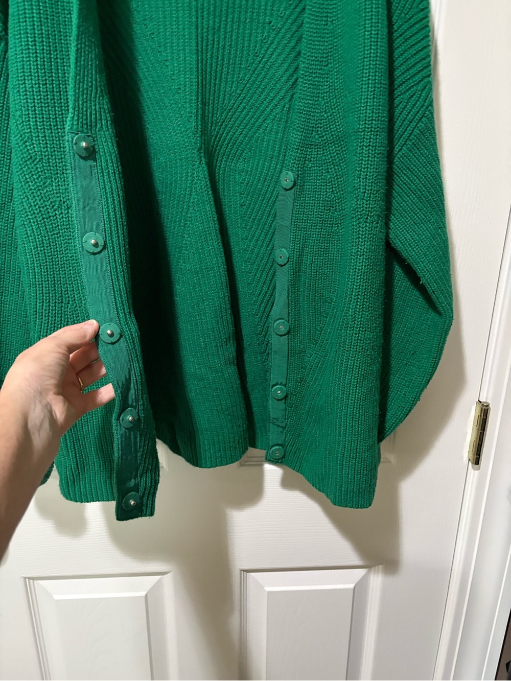 CAbi Emerald Green Ribbed V-Neck Cardigan Styke 3709 - Picture 4 of 6